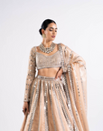 Beige Mirror Seam Lehenga With Mirror Blouse