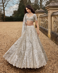 Cream Gold Mirror Lehenga Set