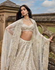 Cream Gold Mirror Lehenga Set