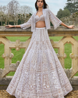 Nude Silver Jacket Lehenga Set