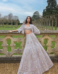 Nude Silver Jacket Lehenga Set