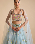 Multicolour Net Lehenga Set