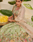 Green Floral Lehenga