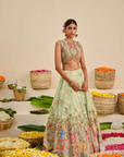 Green Floral Lehenga