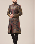 Black Printed Sherwani