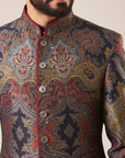 Black Printed Sherwani