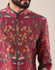 Fushcia Pink Printed Sherwani