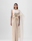 Metallic Winged Draped Chiffon Saree