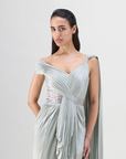 Structured Mineral Jersey Plisse Saree