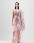 Metallic Winged Ruffle Saree