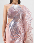 Metallic Winged Ruffle Saree