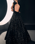 Black Sequins and Cutdana Work Gown