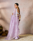 Lilac Striped Zari Saree