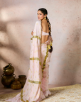 Baby Pink Potters Touch Gota Saree