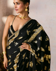 Black Potters Touch Gota Saree