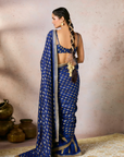 Blue Whispering Lily Crush Saree