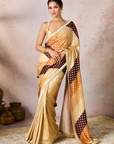 Beige Stripe Foil Saree