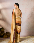 Beige Stripe Foil Saree