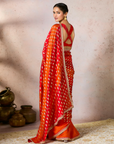 Rust Stripe Foil Saree