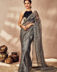 Black Striped Zari Saree