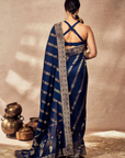 Navy Blue Jacquard Saree