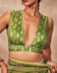 Green Palm Blooms Tissue Saree