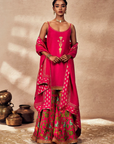 Pink Tropical Rhapsody Sharara Set