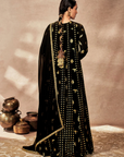 Black Gold Potters Touch Anarkali Set