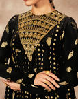 Black Gold Potters Touch Anarkali Set