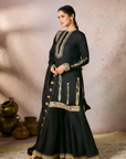 Black Whispering Lily Sharara Set