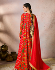 Red Tropical Rhapsody Anarkali Set