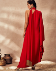 Red Tropical One Shoulder Kaftan