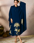 Blue Palm Foil Kaftan