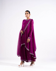 Pop Wine Asymetrical Kurta Set