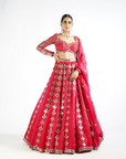 Crimson Red Chandelier Drop Lehenga Set