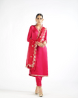 Crimson Red Straight Kurta Pant Set