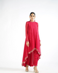 Crimson Red Scallop Pant Kurta Set