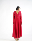 Crimson Red Scallop Pant Kurta Set