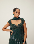 Dark Jade Green crystal Embellished Kurta Set