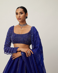 Cocktail Blue Organza Lehenga Set