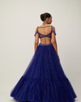 Cocktail Blue Sequins Scattered Tulle Lehenga Set