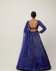 Cocktail Blue Crystal linear Embroidered Lehenga Set