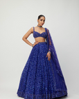 Cocktail Blue Sequins Embroidered Lehenga Set