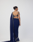 Deep Blue Sequins Embroidered Saree