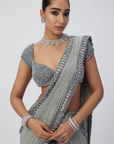 Crystal Grey Sequins Embroidered Saree Set