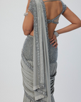 Crystal Grey Sequins Embroidered Saree Set