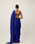 Cocktail Blue Satin Saree Set