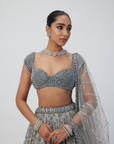 Crystal Grey Sequins Embroidered Lehenga Set