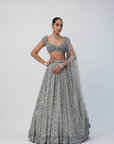 Crystal Grey Sequins Embroidered Lehenga Set