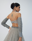 Crystal Grey Tulle Lehenga Set